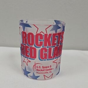 Vintage US Space & Rocket Center Rockets Red Glare Huntsville AL glass mug
